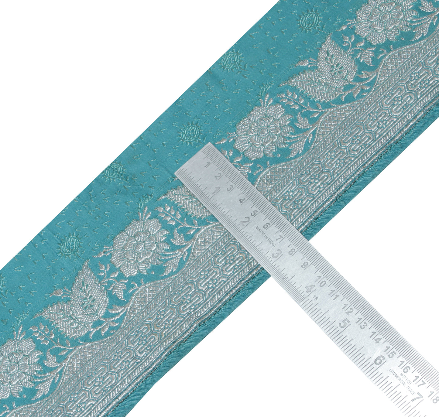 Sushila Vintage Aqua Green Saree Border Indian Craft Sewing Trim Woven Lace