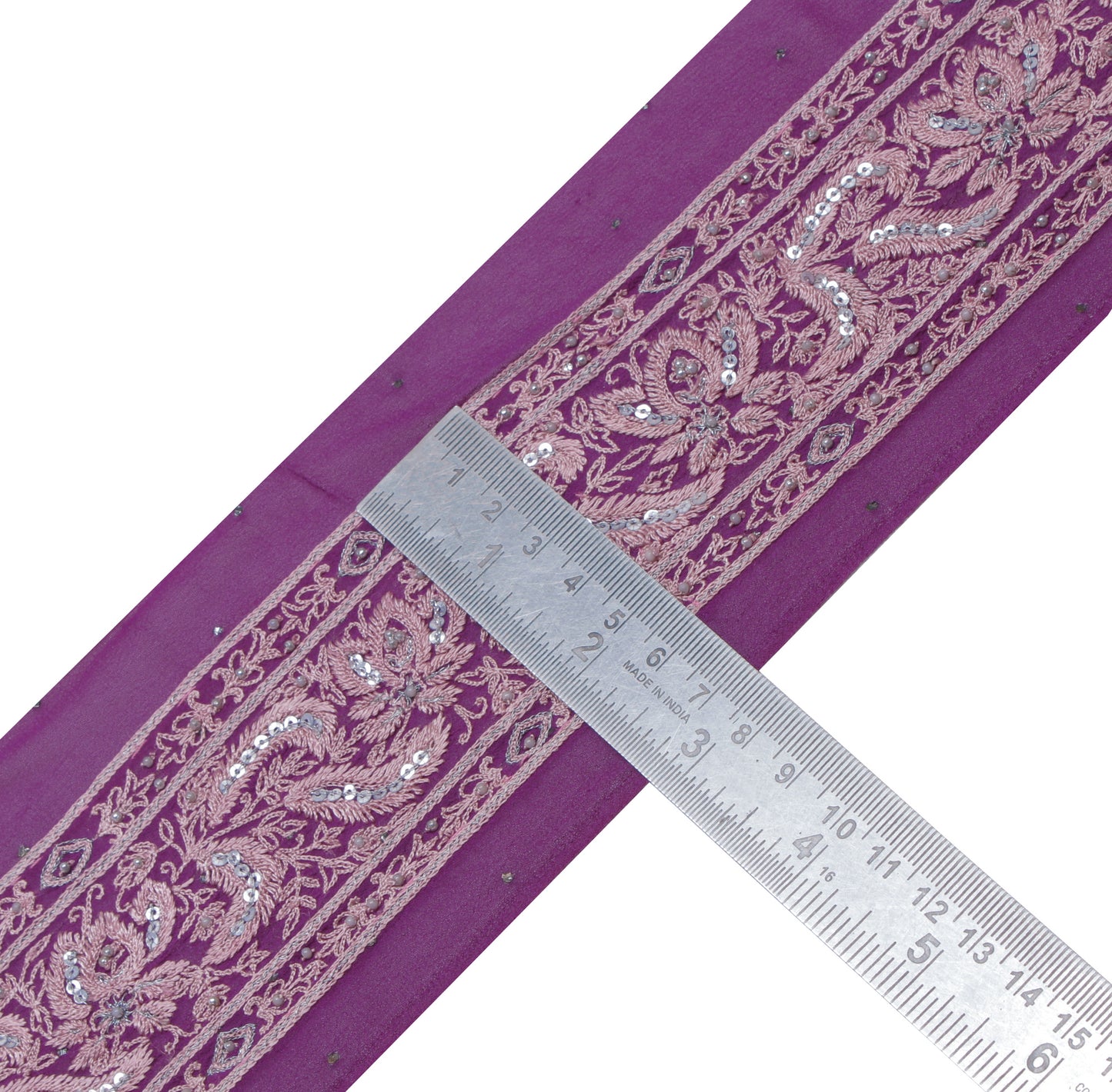 Sushila Vintage Purple Saree Border Indian Craft Sewing Trim Embroidered Lace