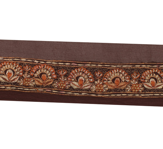 Sushila Vintage Brown Saree Border Indian Craft Sewing Trim Embroidered Lace