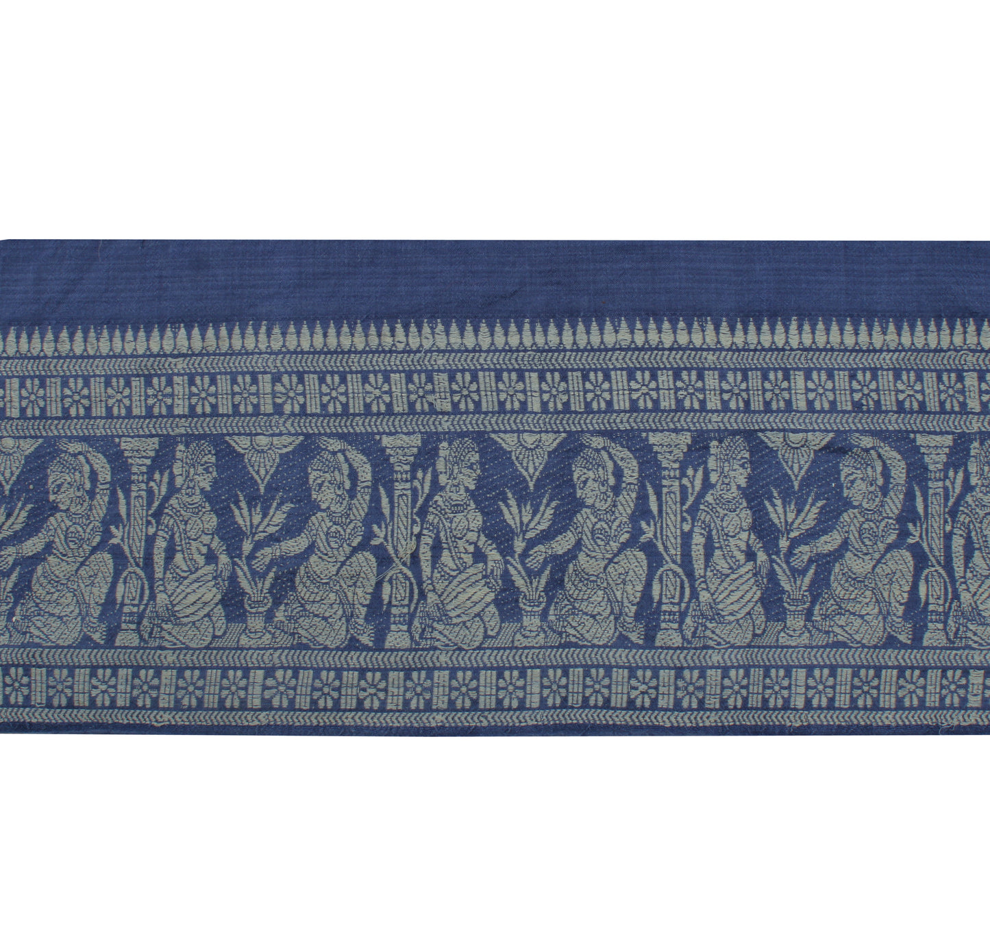 Sushila Vintage Blue Saree Border Indian Craft Sewing Trim Woven Lace Ribbon