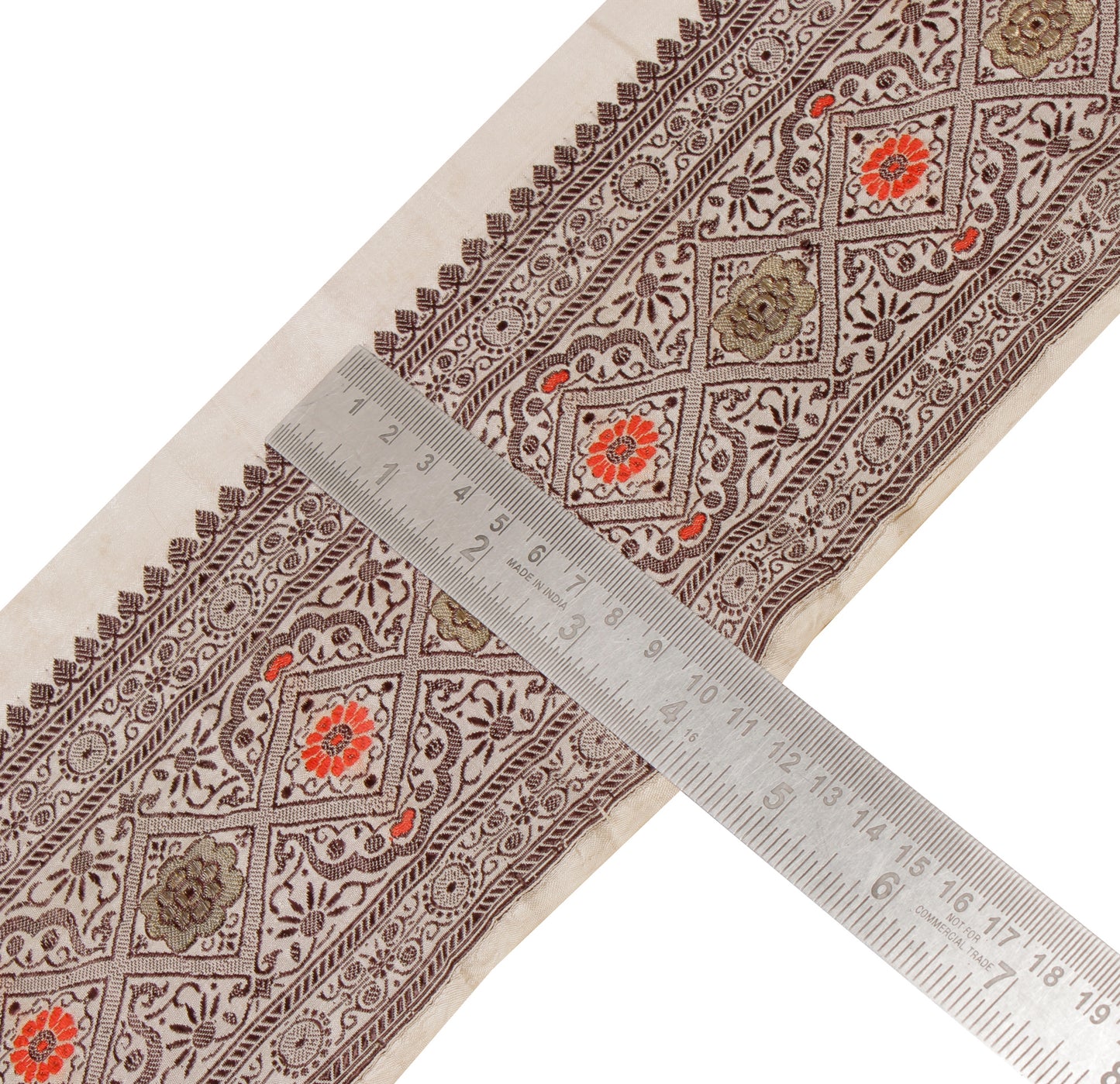 Sushila Vintage Cream Saree Border Indian Craft Sewing Trim Woven Lace Ribbon
