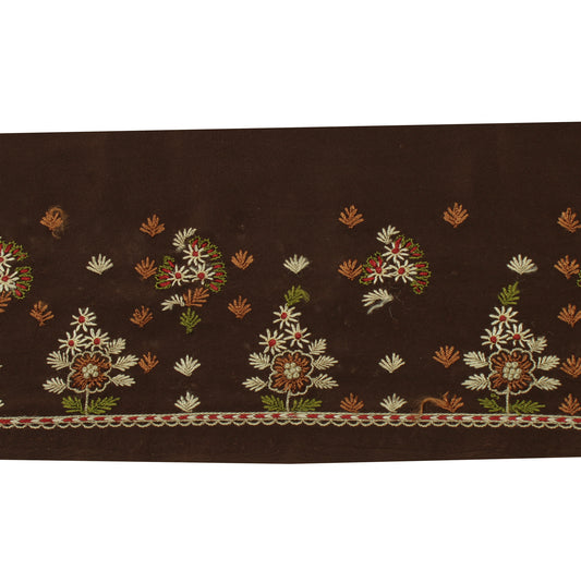 Sushila Vintage Brown Saree Border Indian Craft Sewing Trim Embroidered Lace