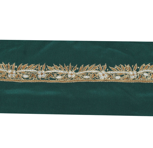 Sushila Vintage Green Saree Border Indian Craft Sewing Trim Embroidered Lace