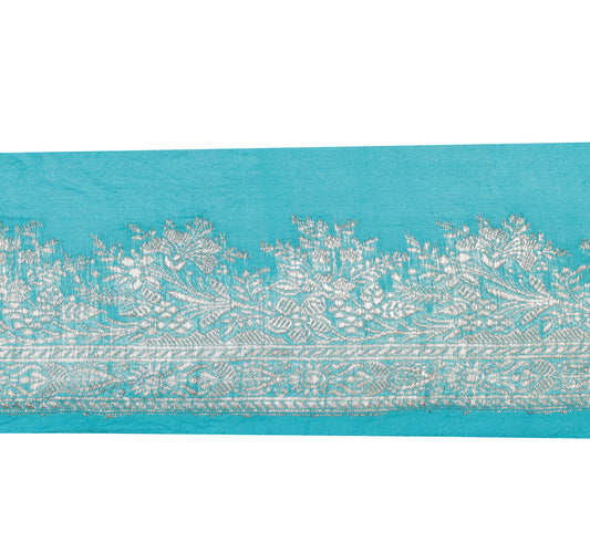 Sushila Vintage Blue Saree Border Indian Craft Sewing Trim Woven Lace Ribbon