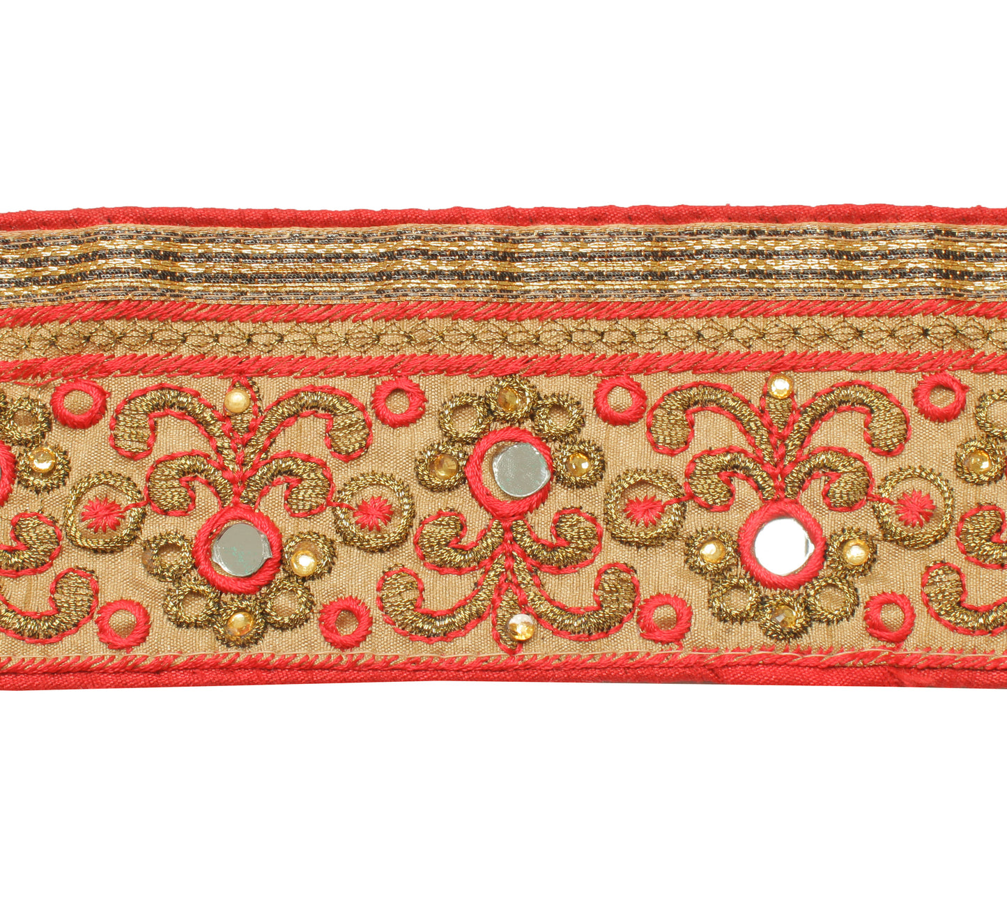 Sushila Vintage Cream Saree Border Indian Craft Sewing Trim Embroidered Lace