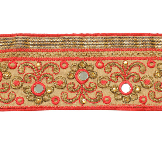 Sushila Vintage Cream Saree Border Indian Craft Sewing Trim Embroidered Lace