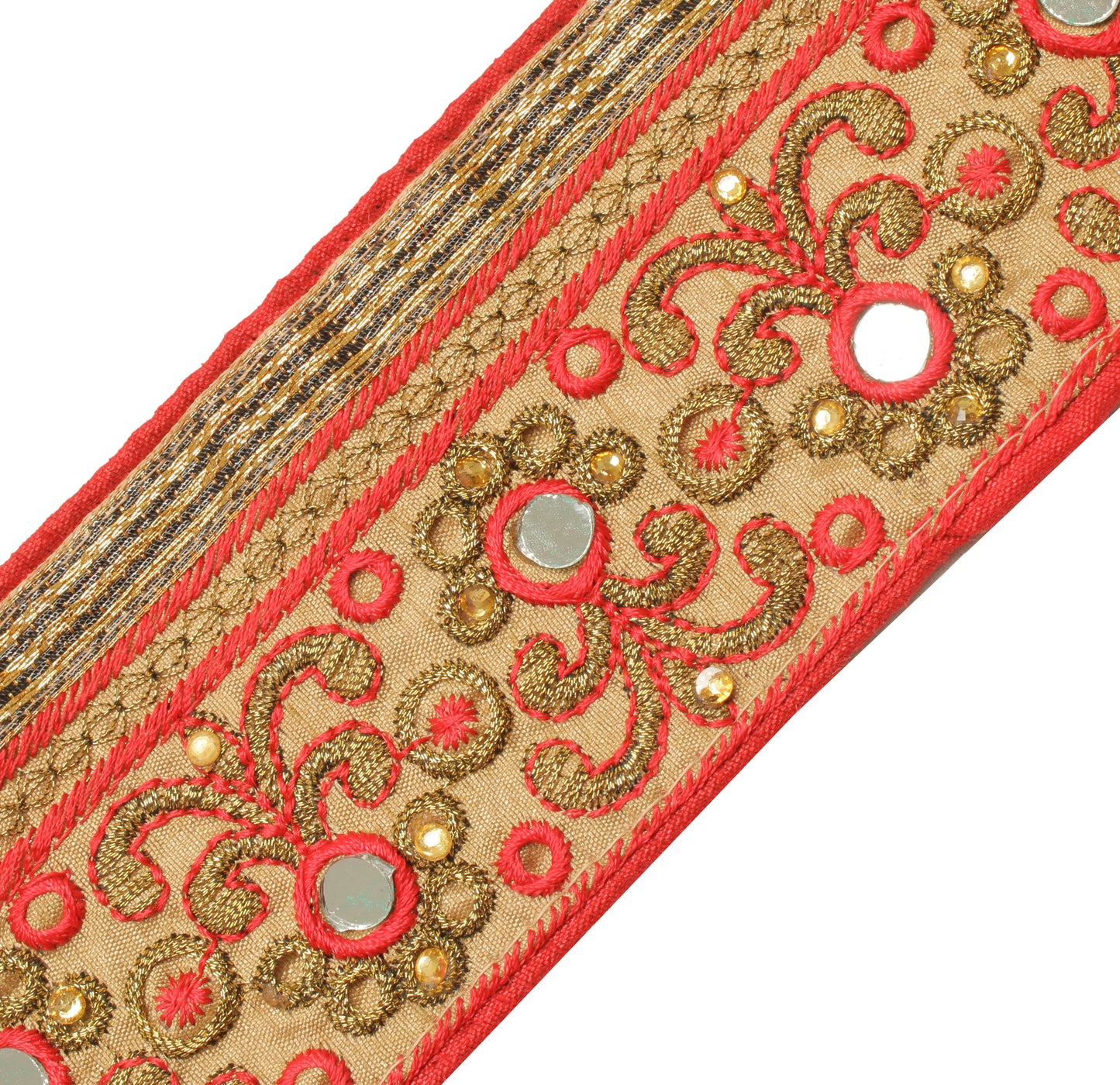 Sushila Vintage Cream Saree Border Indian Craft Sewing Trim Embroidered Lace
