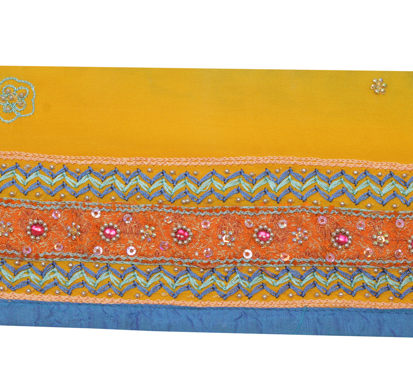 Sushila Vintage Yellow Saree Border Craft Sewing Trim Embroidered Lace Ribbon