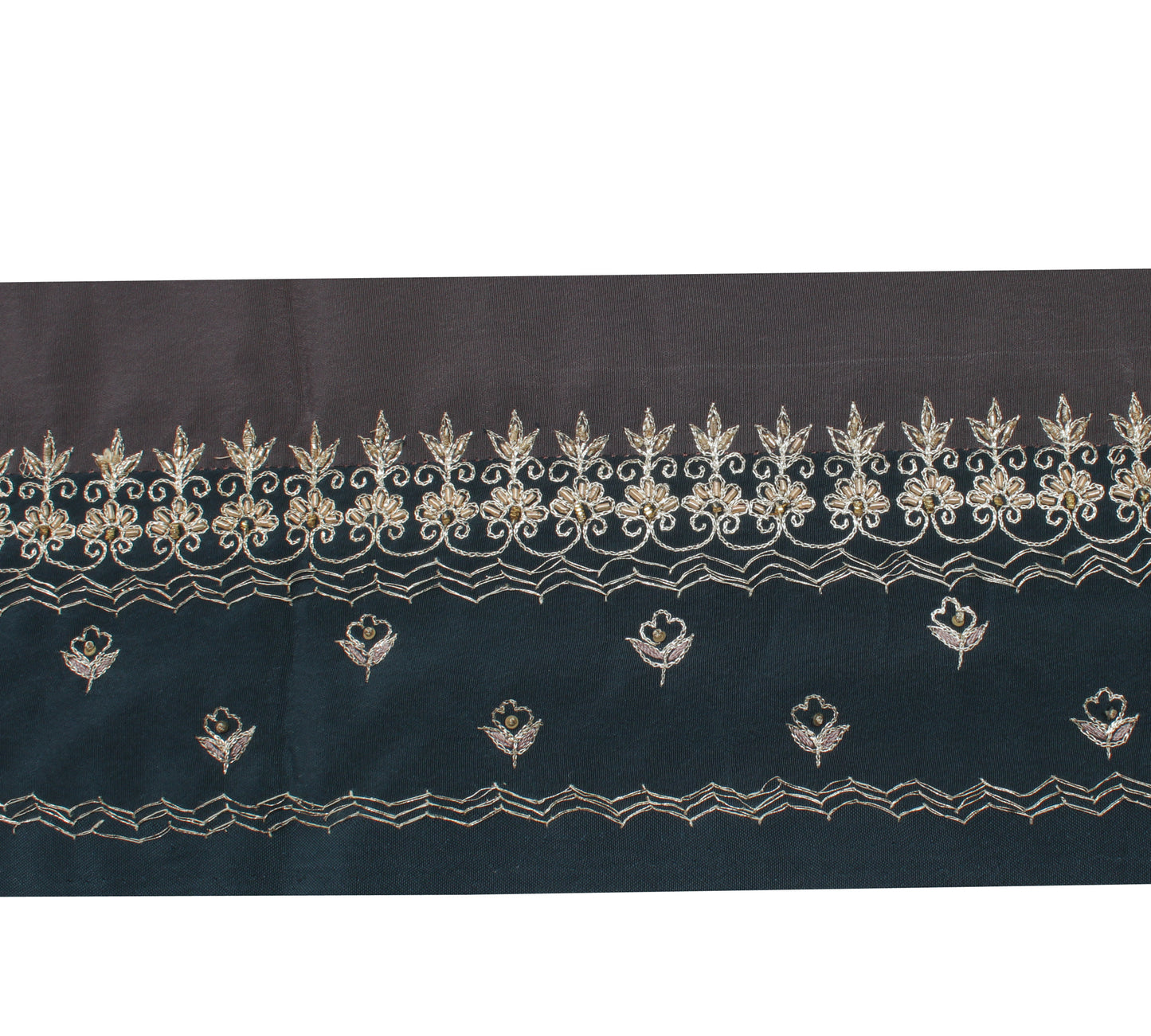 Sushila Vintage Gray Saree Border Indian Craft Sewing Trim Embroidered Ribbon