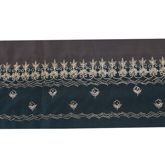 Sushila Vintage Gray Saree Border Indian Craft Sewing Trim Embroidered Ribbon