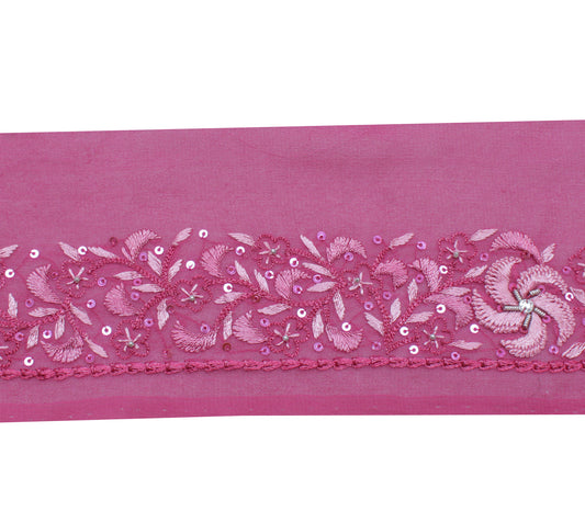 Sushila Vintage Pink Saree Border Indian Craft Sewing Trim Embroidered Ribbon