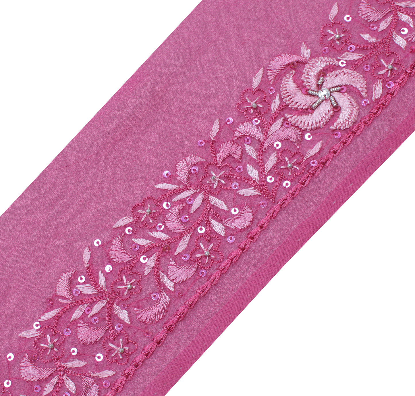 Sushila Vintage Pink Saree Border Indian Craft Sewing Trim Embroidered Ribbon