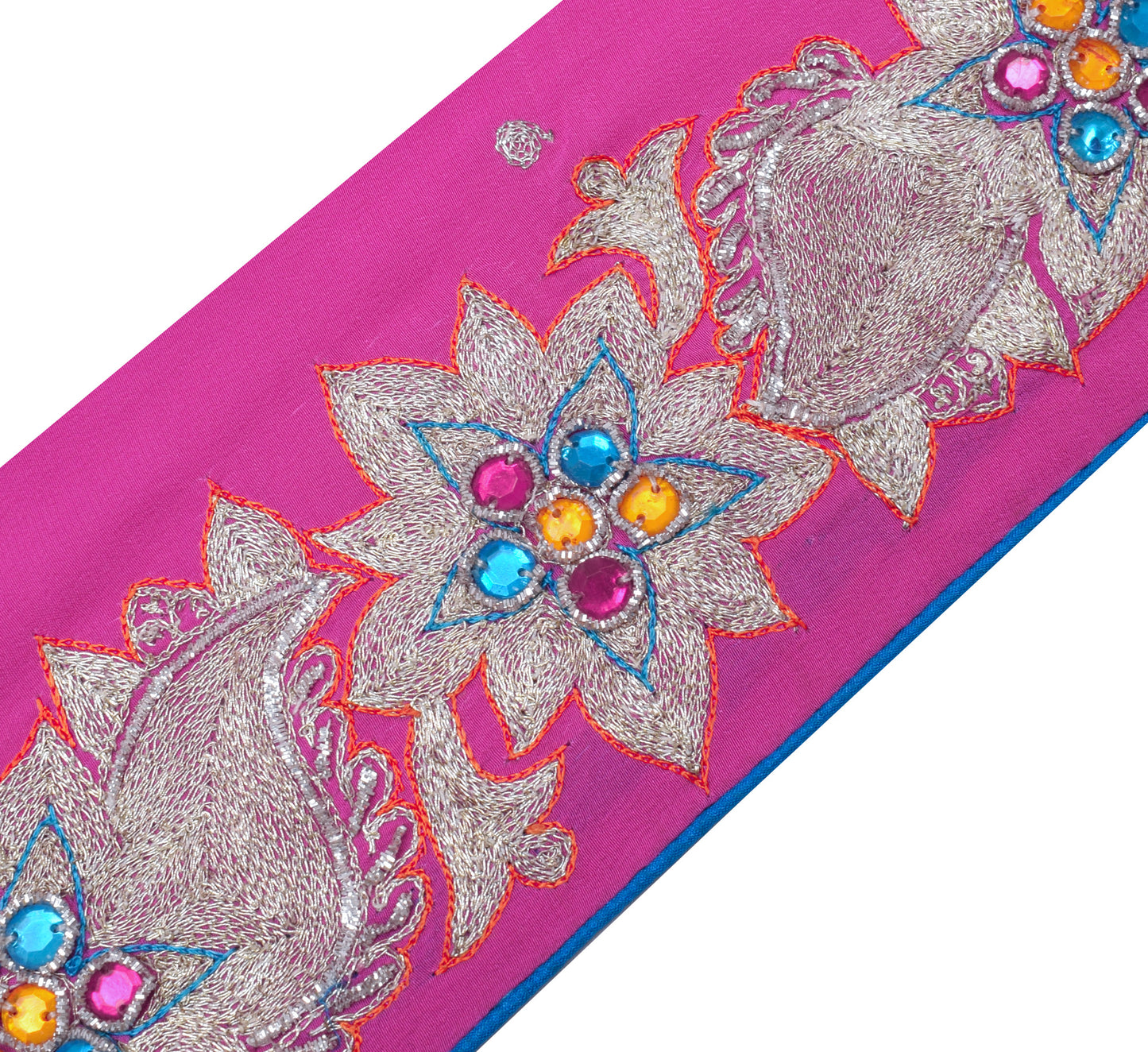 Sushila Vintage Pink Saree Border Indian Craft Sewing Trim Embroidered Ribbon