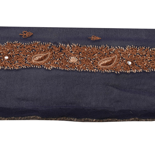 Sushila Vintage Gray Saree Border Indian Craft Sewing Trim Embroidered Ribbon