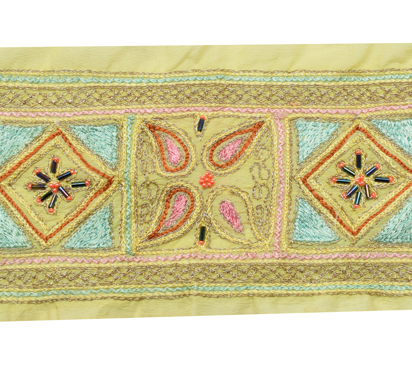 Sushila Vintage Green Saree Border Indian Craft Sewing Trim Embroidered  Ribbon