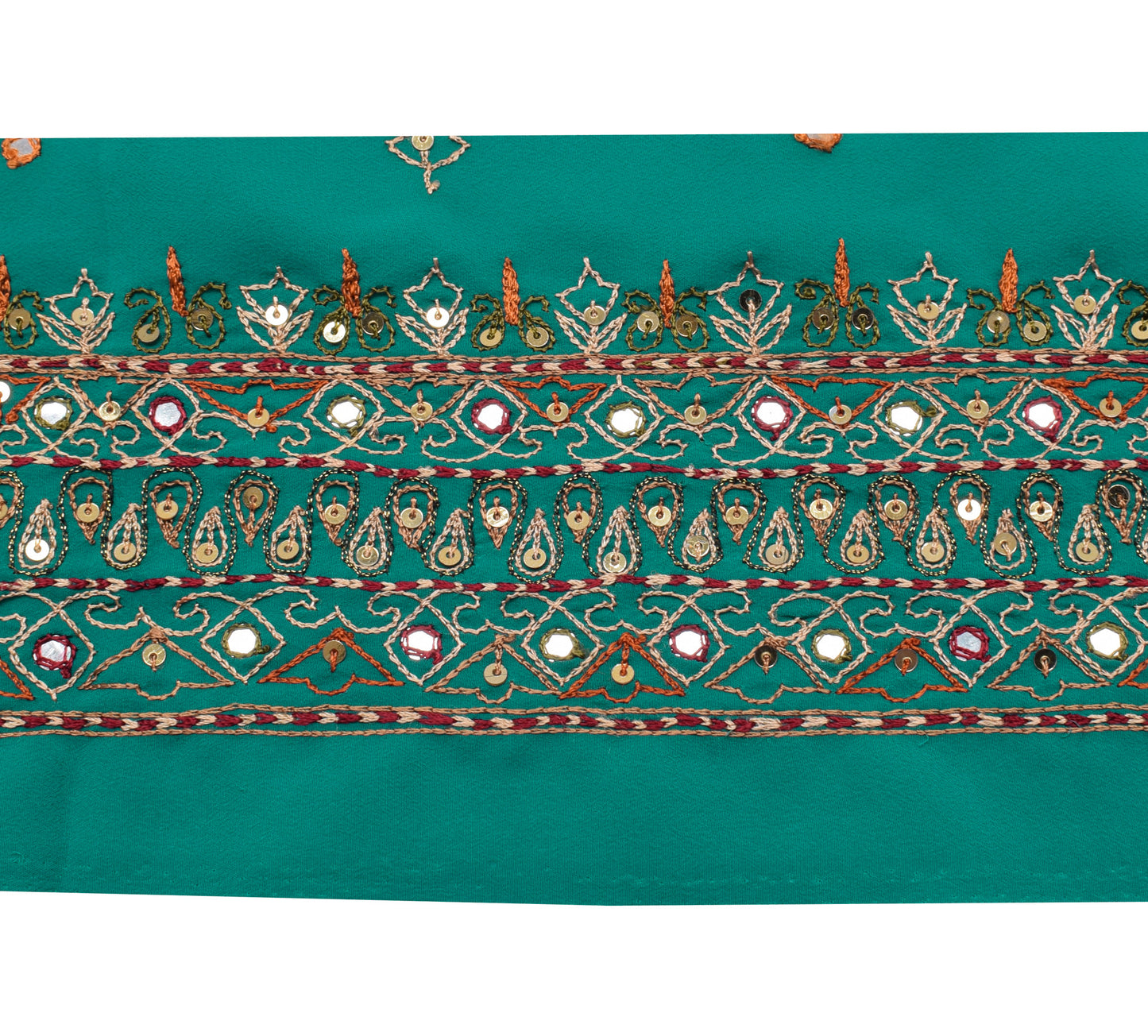 Sushila Vintage Green Saree Border Indian Craft Sewing Trim Embroidered Ribbon