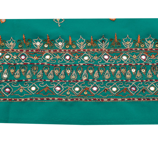 Sushila Vintage Green Saree Border Indian Craft Sewing Trim Embroidered Ribbon
