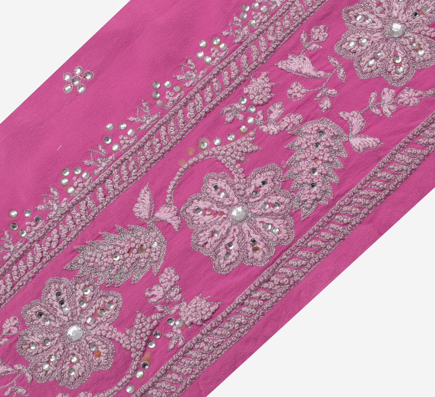 Sushila Vintage Pink Sari Border Indian Craft Sewing Trim Hand Embroidered Lace