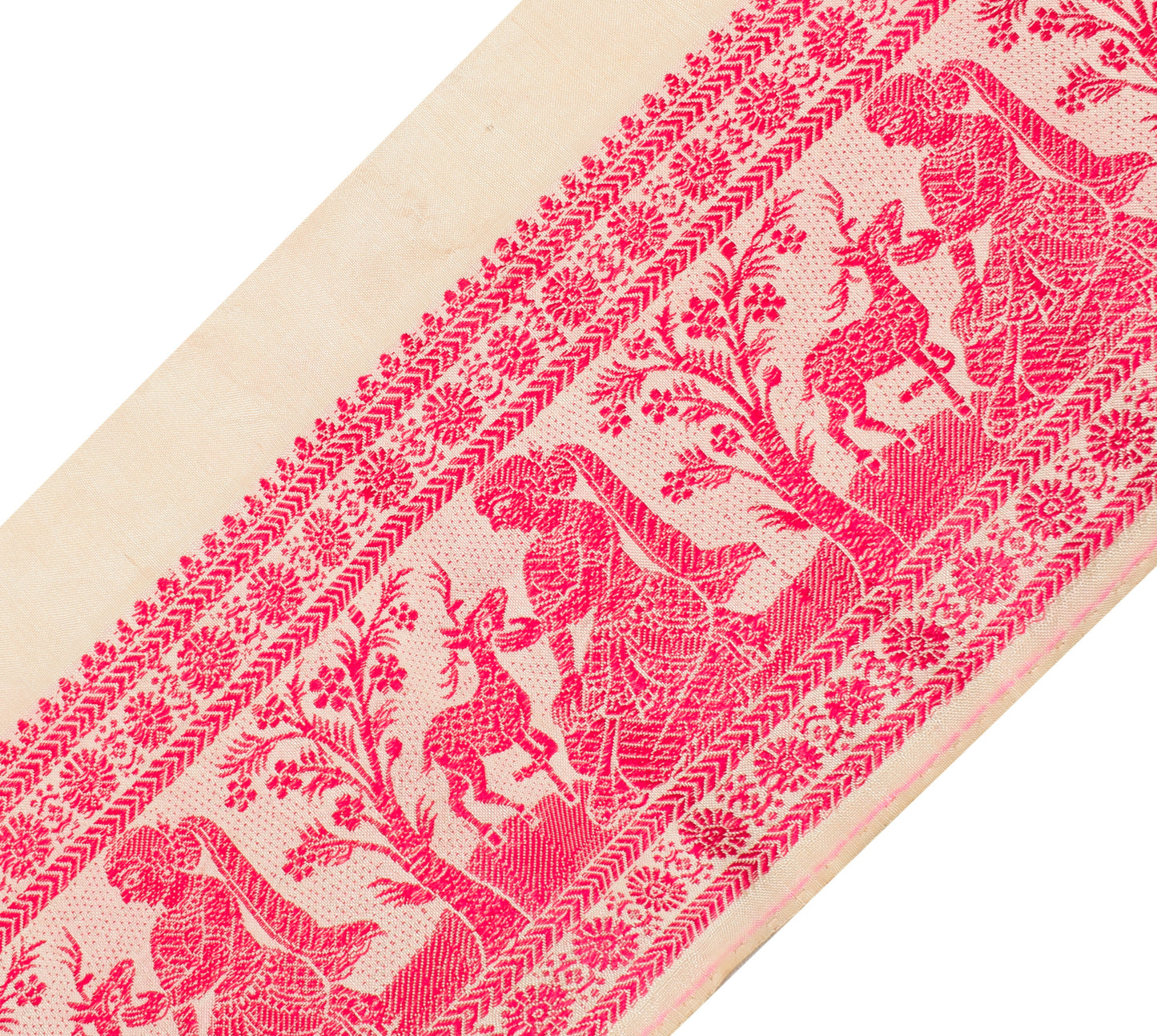 Sushila Vintage Cream Saree Border Indian Craft Sewing Trim Baluchari Woven Lace