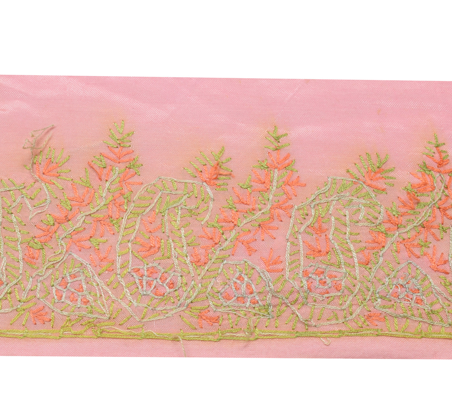 Sushila Vintage Pink Saree Border Indian Craft Sewing Trim Hand Embroidery Lace