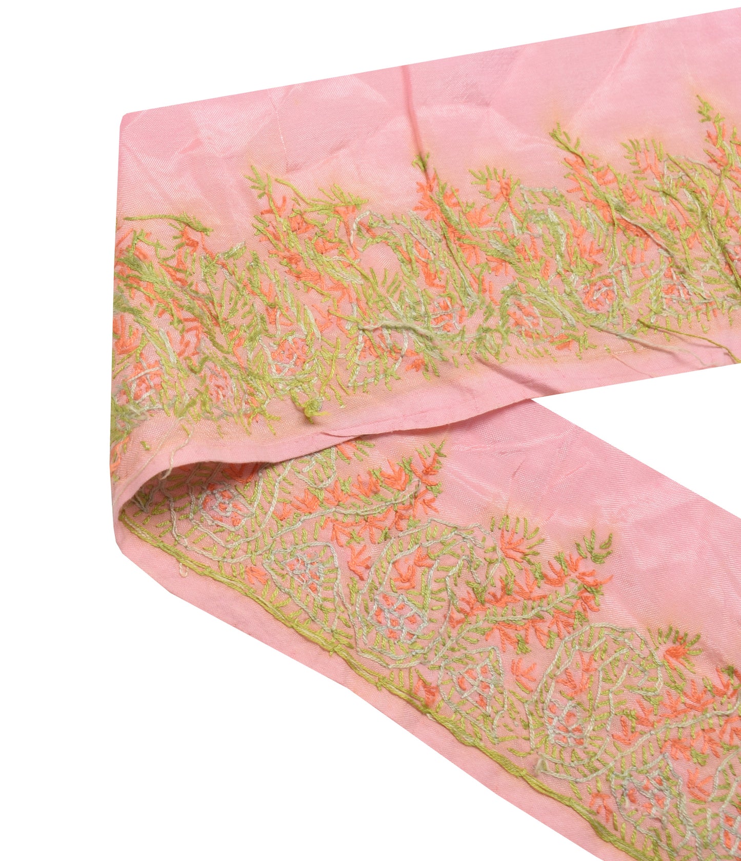 Sushila Vintage Pink Saree Border Indian Craft Sewing Trim Hand Embroidery Lace