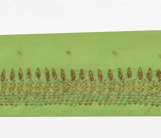 Sushila Vintage Green Saree Border Indian Craft Sewing Trim Hand Beaded Lace