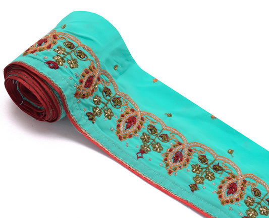 Sushila Vintage Saree Border Indian Craft Sewing Trim Hand Beaded Lace Ribbon