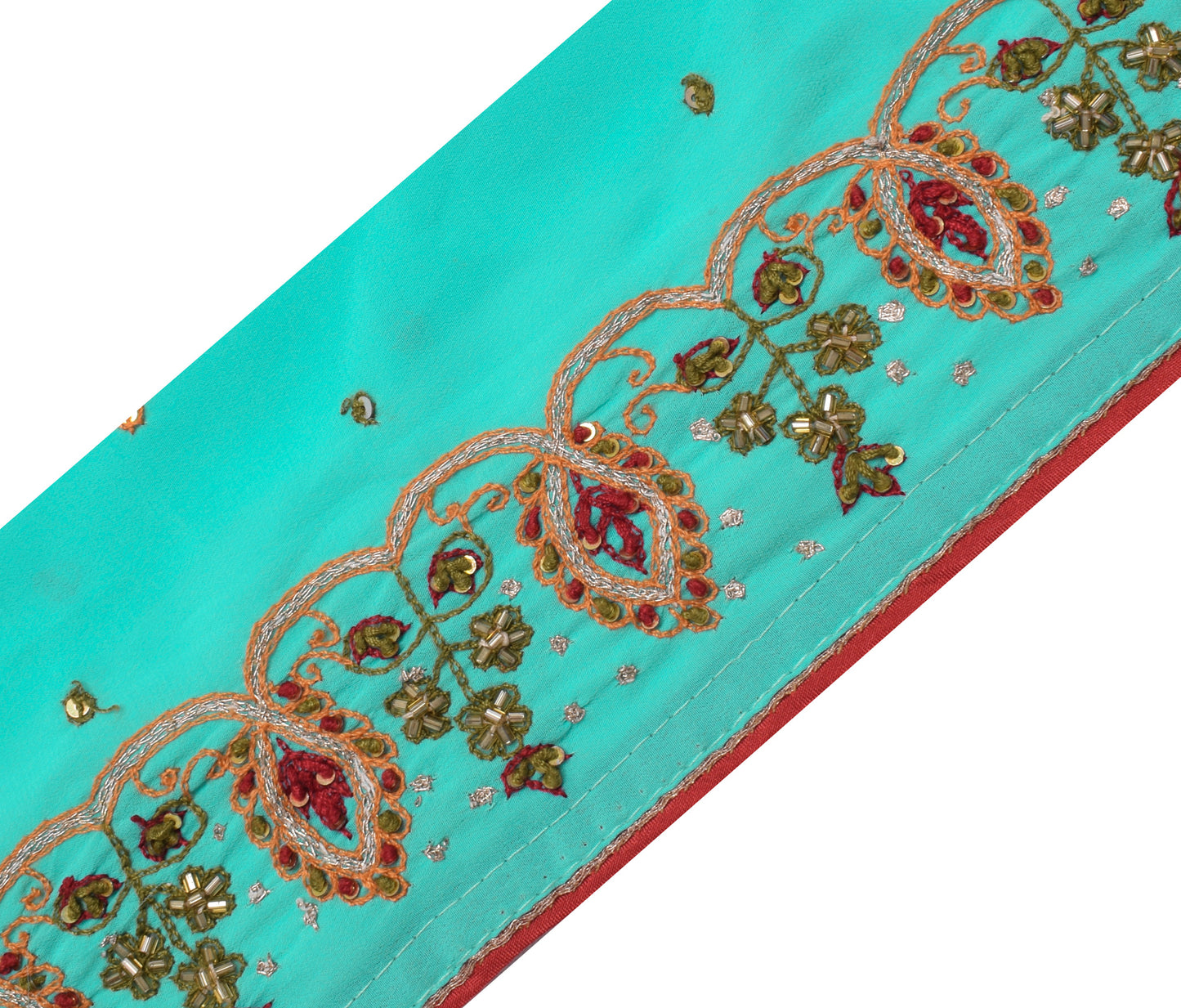 Sushila Vintage Saree Border Indian Craft Sewing Trim Hand Beaded Lace Ribbon