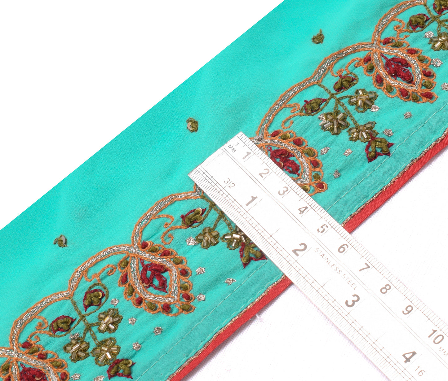 Sushila Vintage Saree Border Indian Craft Sewing Trim Hand Beaded Lace Ribbon