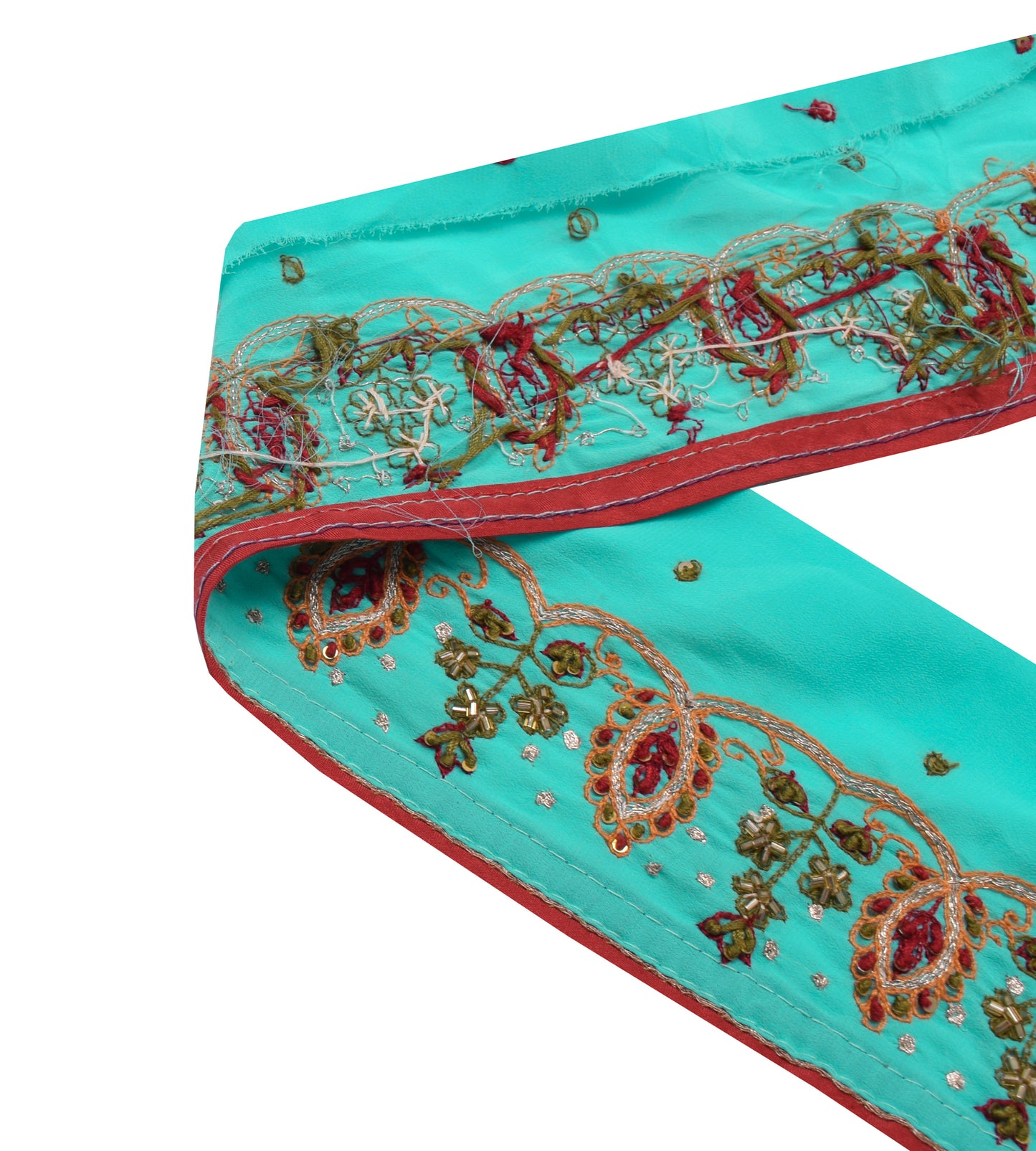 Sushila Vintage Saree Border Indian Craft Sewing Trim Hand Beaded Lace Ribbon