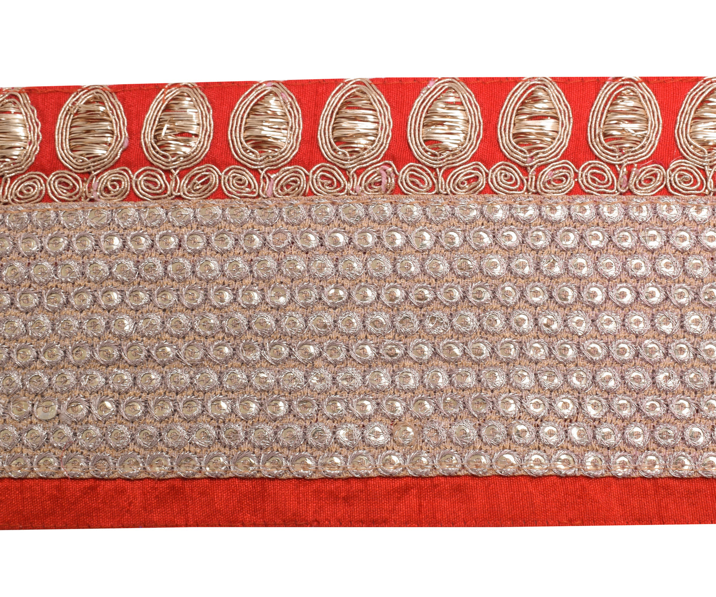 Sushila Vintage Red Saree Border Indian Craft Sewing Trim Beaded Lace Ribbon
