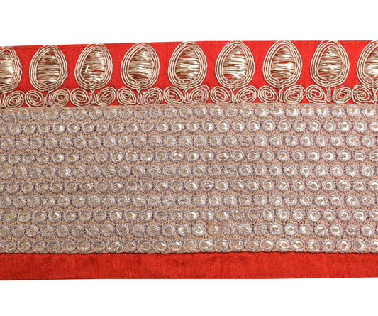 Sushila Vintage Red Saree Border Indian Craft Sewing Trim Beaded Lace Ribbon