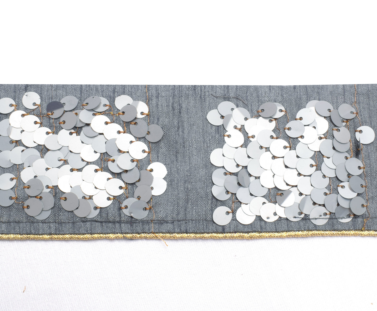 Sushila Vintage Gray Saree Border Indian Craft Sewing Trim Beaded Lace Ribbon