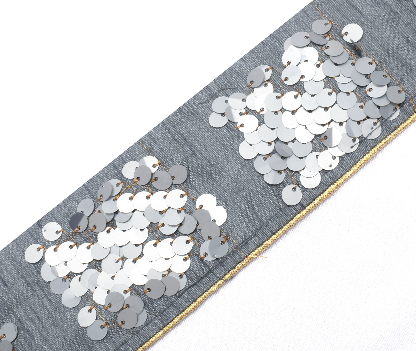 Sushila Vintage Gray Saree Border Indian Craft Sewing Trim Beaded Lace Ribbon