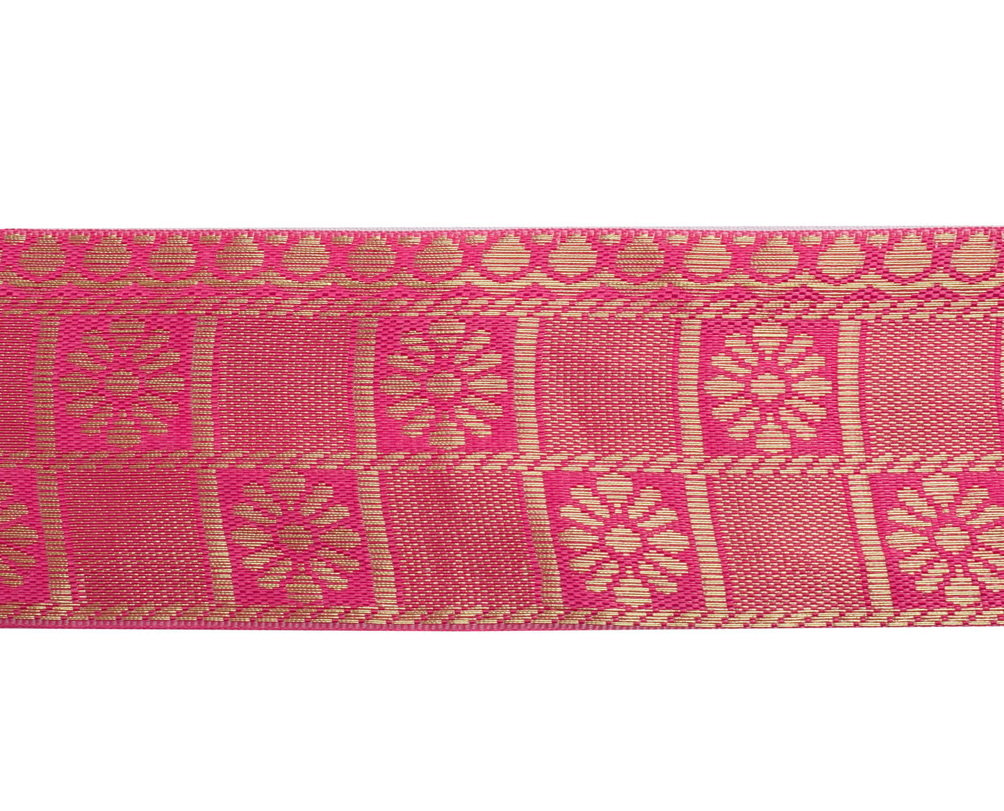 Sushila Vintage Pink Saree Border Indian Craft Sewing Trim Woven Lace Ribbon
