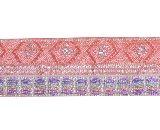 Sushila Vintage Peach Saree Border Indian Craft Sewing Trim Woven Lace Ribbon