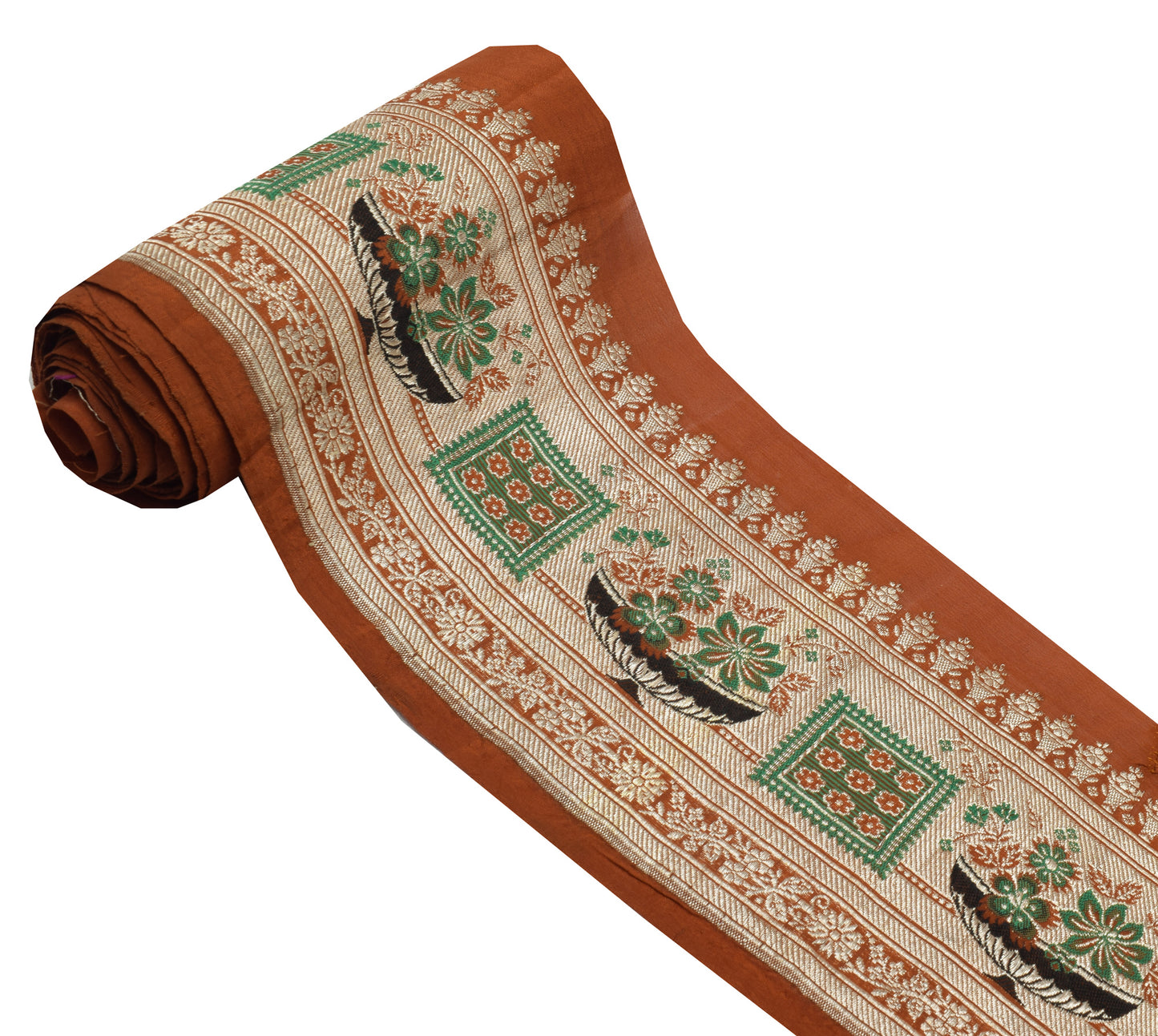 Sushila Vintage Brown Saree Border Indian Craft Sewing Trim Zari Woven Lace