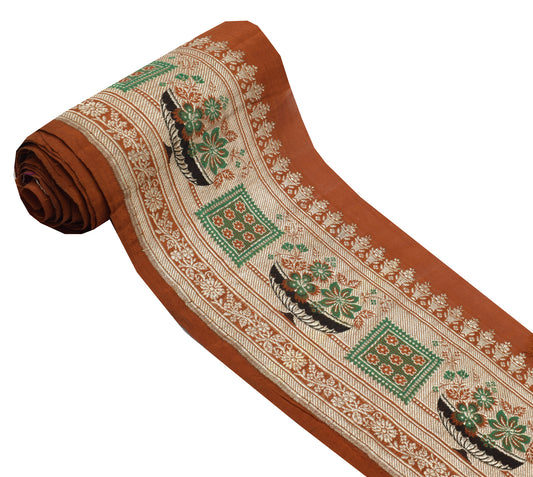 Sushila Vintage Brown Saree Border Indian Craft Sewing Trim Zari Woven Lace
