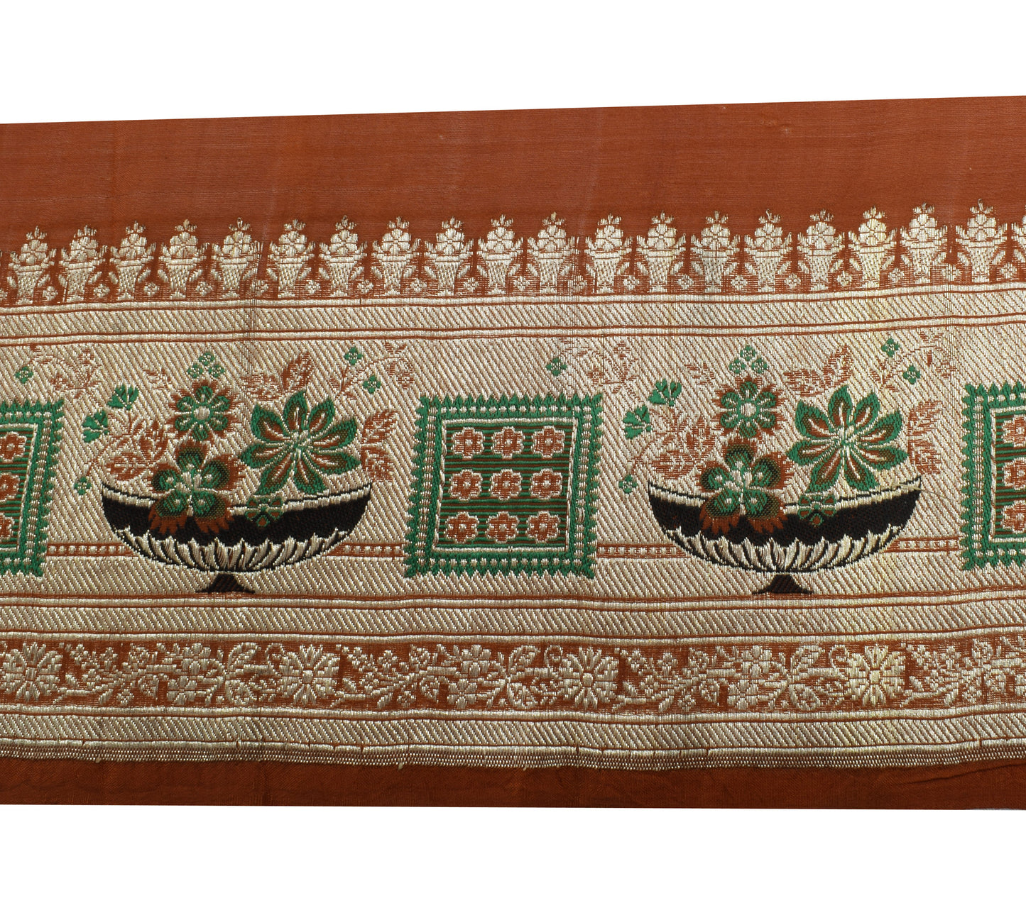 Sushila Vintage Brown Saree Border Indian Craft Sewing Trim Zari Woven Lace