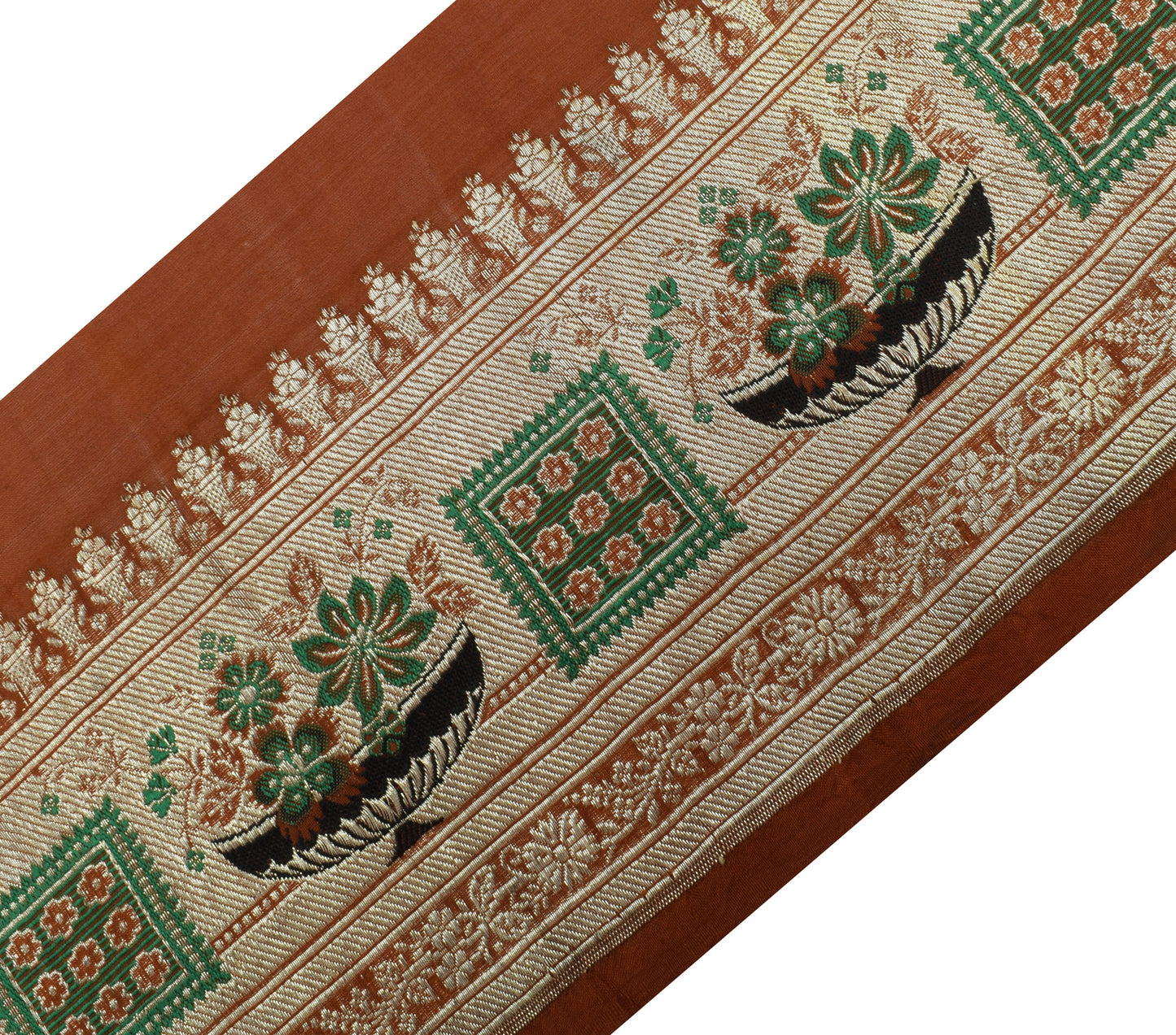 Sushila Vintage Brown Saree Border Indian Craft Sewing Trim Zari Woven Lace