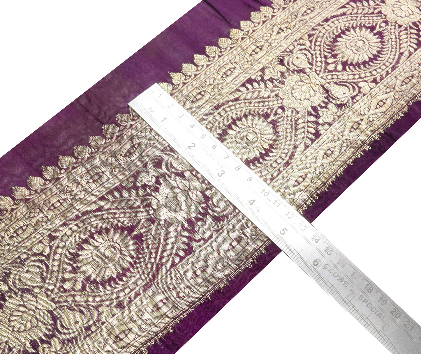 Sushila Vintage Purple Saree Border Indian Craft Sewing Trim Woven Lace Ribbon