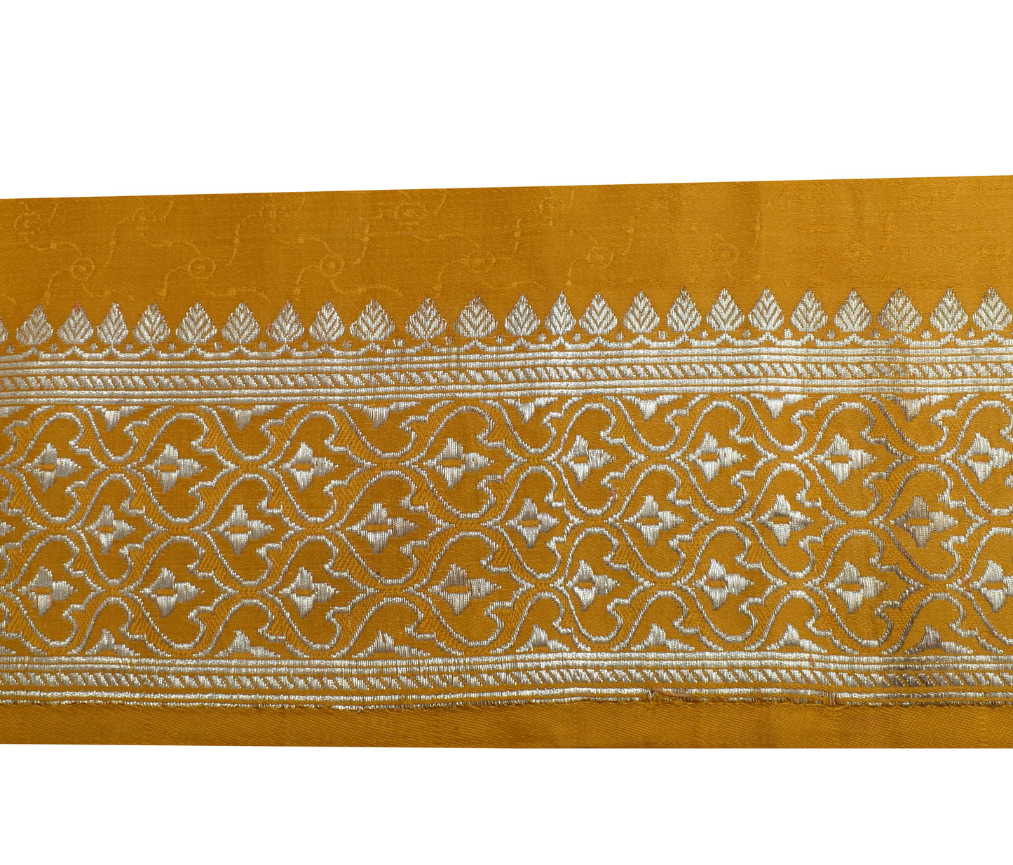 Sushila Vintage Mustard Saree Border Indian Craft Sewing Trim Woven Lace Ribbon