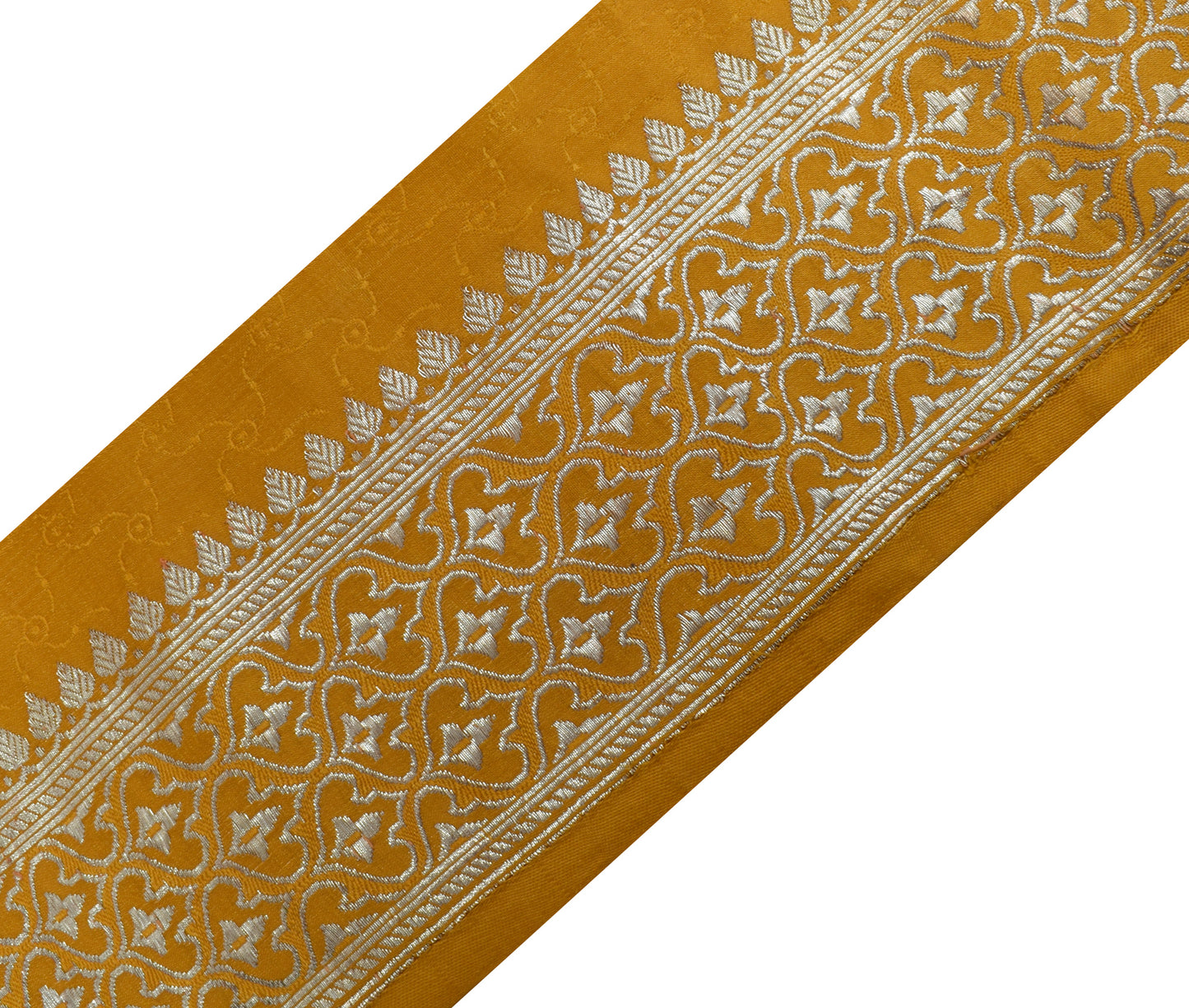 Sushila Vintage Mustard Saree Border Indian Craft Sewing Trim Woven Lace Ribbon
