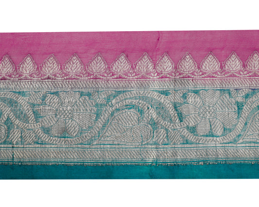 Sushila Vintage Blue Saree Border Indian Craft Sewing Trim Woven Lace Ribbon