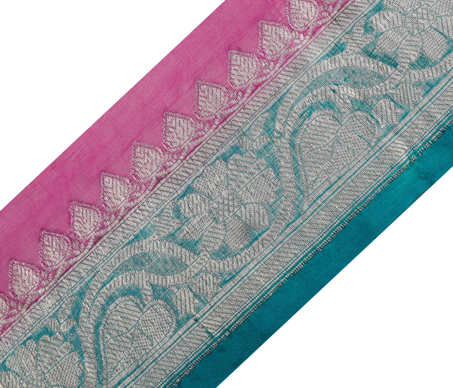 Sushila Vintage Blue Saree Border Indian Craft Sewing Trim Woven Lace Ribbon