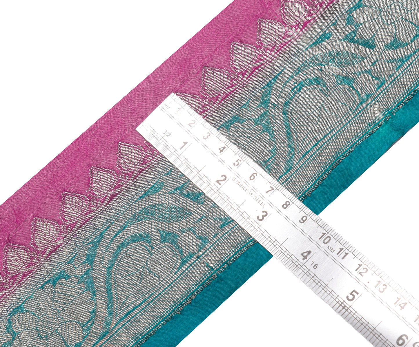 Sushila Vintage Blue Saree Border Indian Craft Sewing Trim Woven Lace Ribbon