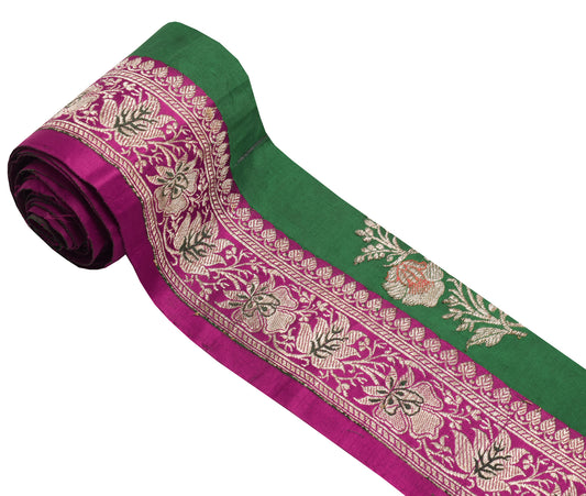 Sushila Vintage Magenta Saree Border Indian Craft Sewing Trim Woven Lace