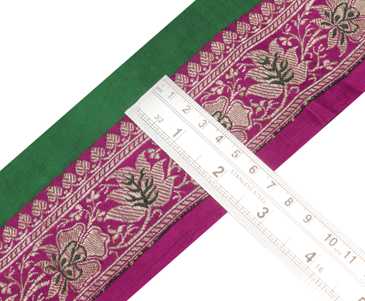 Sushila Vintage Magenta Saree Border Indian Craft Sewing Trim Woven Lace