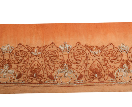 Sushila Vintage Peach Saree Border Indian Craft Sewing Trim Embroidered Lace