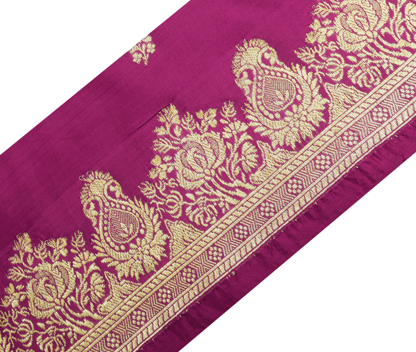 Sushila Vintage Purple Saree Border Indian Craft Sewing Trim Zari Woven Lace